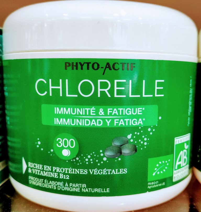 La chlorella Phyto-Actif proteínas vitaminas y nutrientes vitaminas B12 B9 y betacaroteno (provitamina A) contribuyen al sistema inmunitario y reducir cansancio
