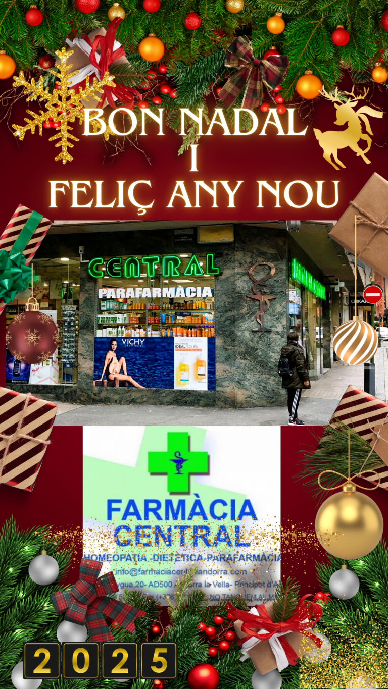 🎄✨ Des de la Farmàcia Central a Andorra la Vella, us desitgem un Bon Nadal i un Feliç Any Nou! 🎉💊