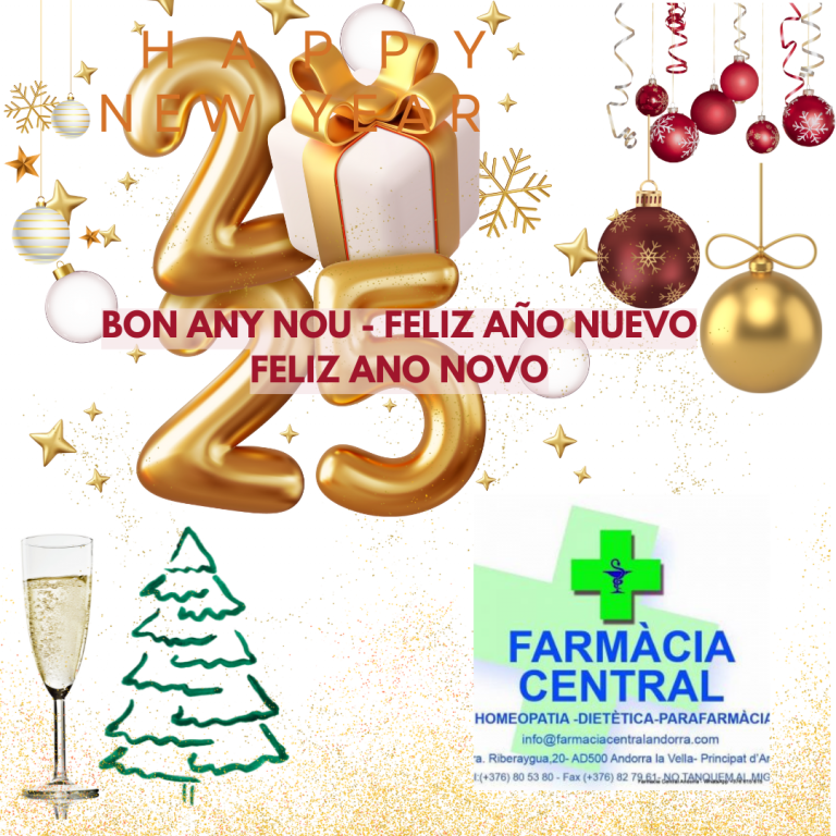 🎉✨ Feliç any nou 2025 des de la Farmàcia Central a Andorra!🌟🏥