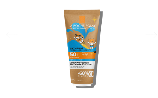 Comprar LA ROCHE-POSAY ANTHELIOS DERMO-PEDIATRICS LOCIÓN WET SKIN SPF50+ en FARMACIA CENTRAL ANDORRA. Ultraprotectora, muy resistente al agua.
