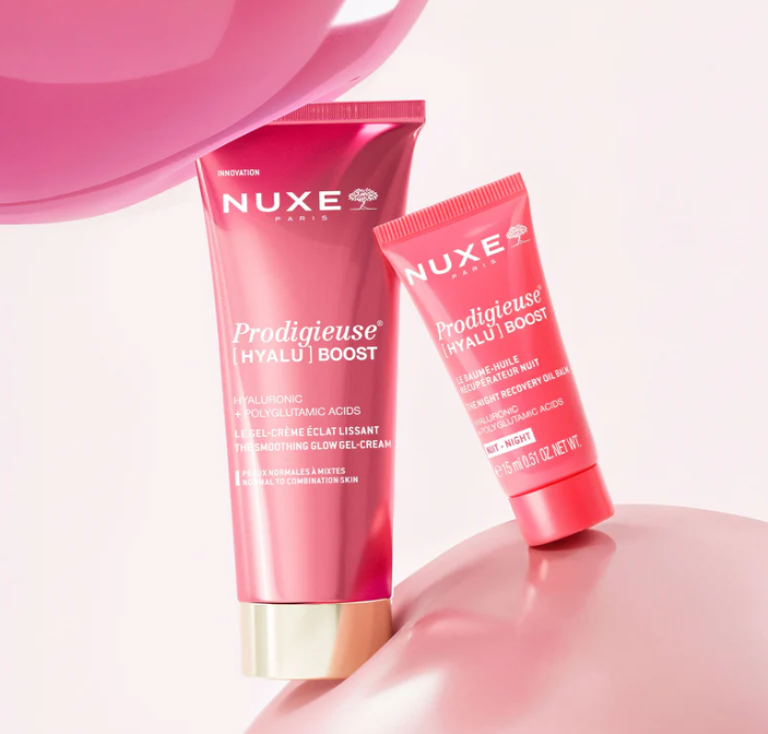Comprar NUXE en Farmacia Central Andorra. Dúo de descubrimiento: Gel-Crema Alisadora Iluminadora y Bálsamo-Aceite Renovador Noche 15 ml gratis.